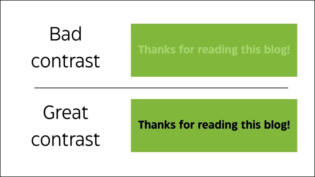 Example of bad and good color contrast