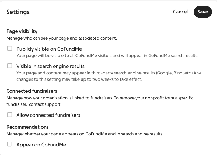image of settings showing all items unchecked